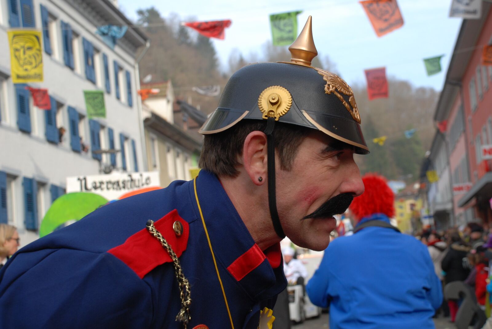 Nikon D80 sample photo. Carnival, police, pickelhaube photography