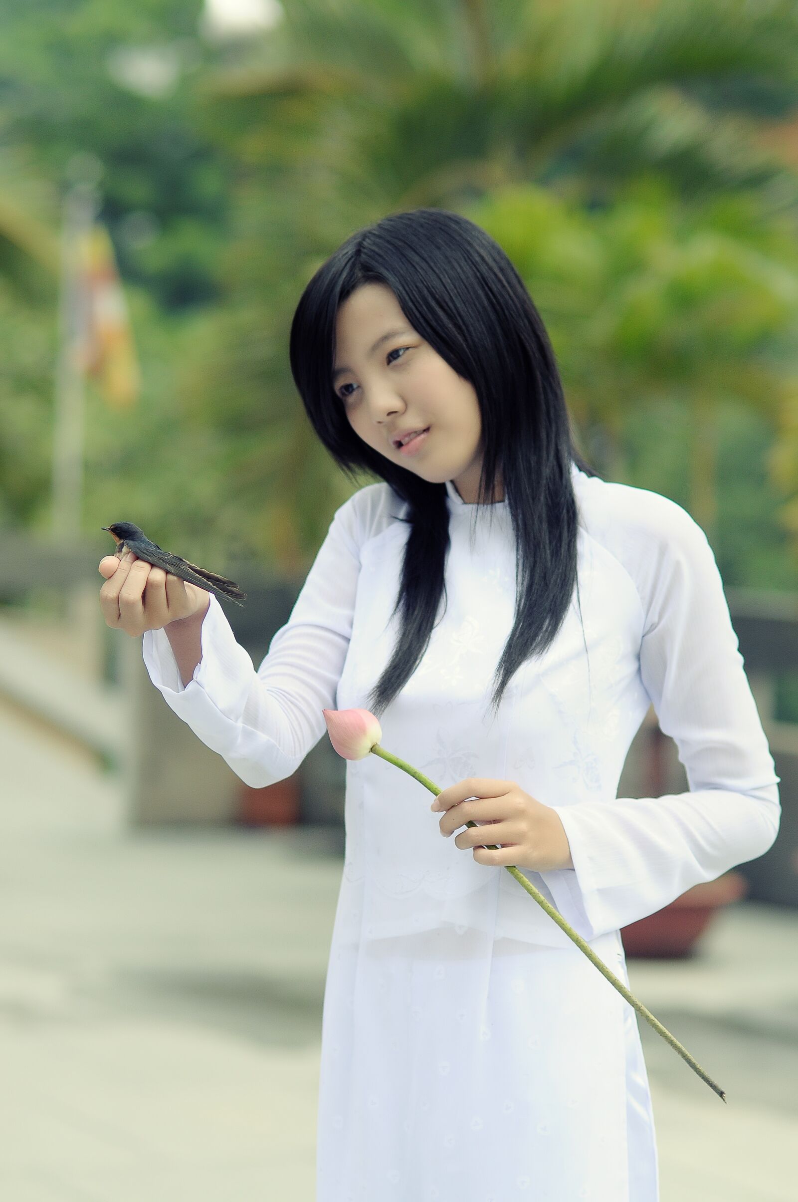 Nikon D90 sample photo. Girl, white clothing, pretty photography