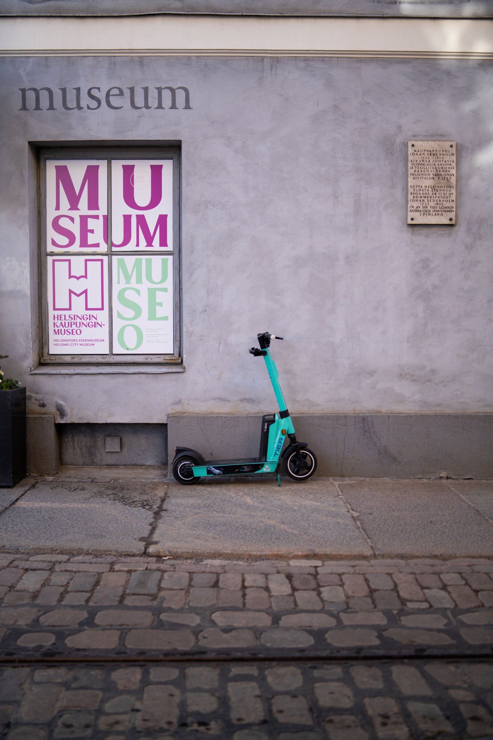 Samyang AF 35mm F1.4 FE sample photo. Scooter by the museum photography