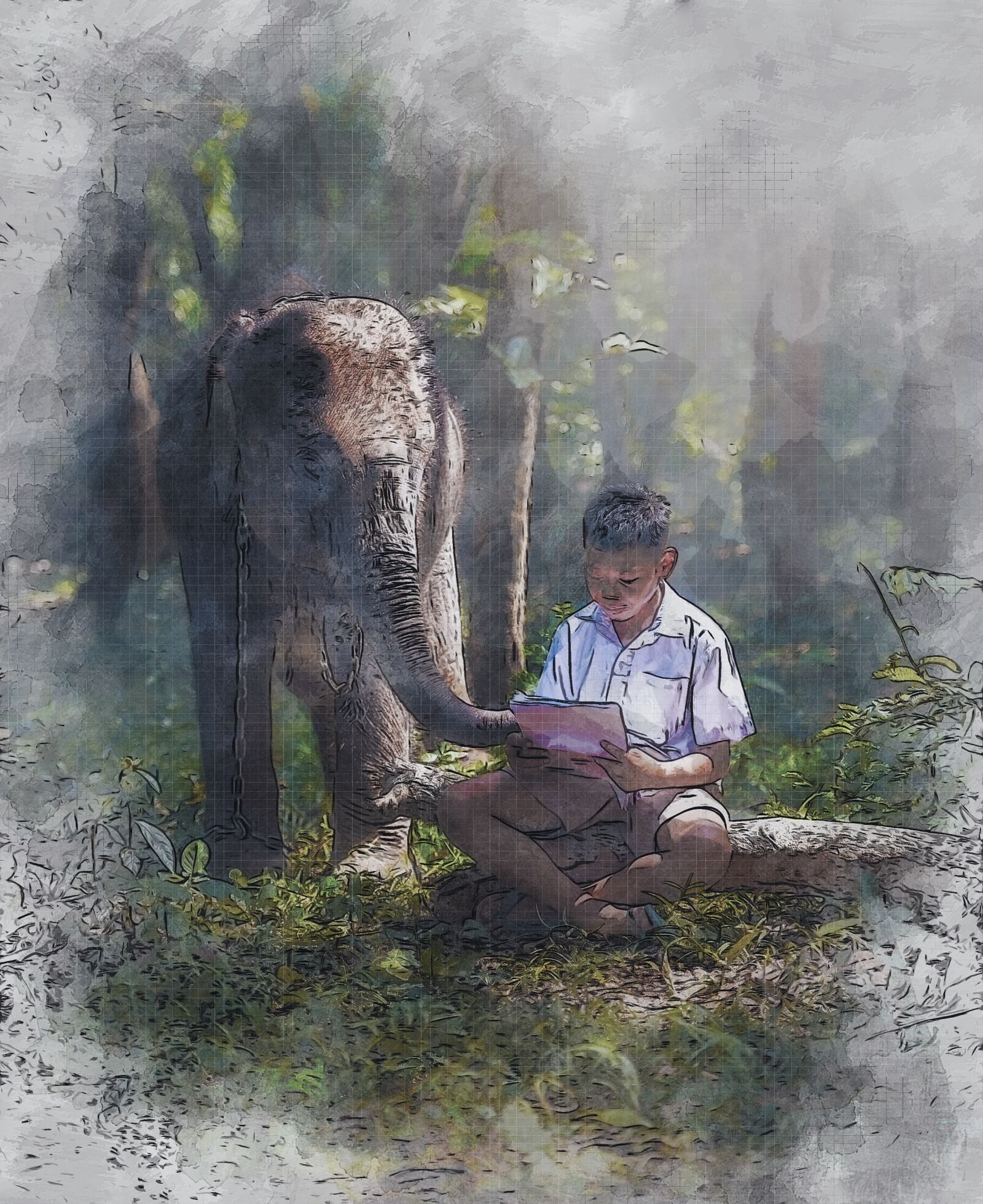 Nikon D810 sample photo. Elephant, chained, boy photography