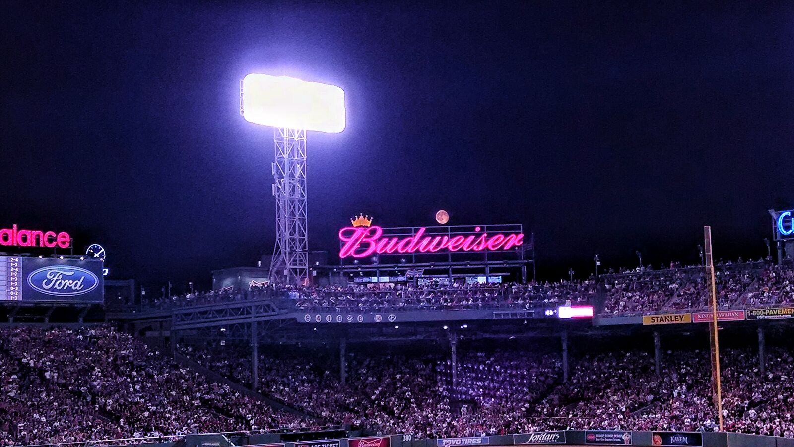 Motorola Moto X (1st Gen) sample photo. Budweiser, fenway, moon, night photography