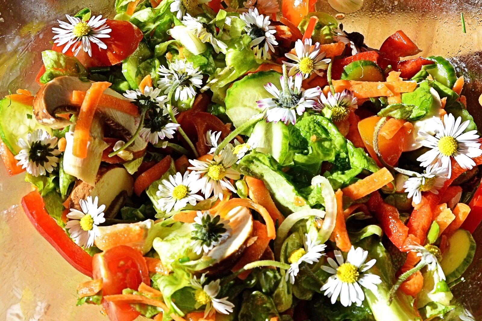 Nikon D3200 sample photo. Salad, summer salad, flowers photography