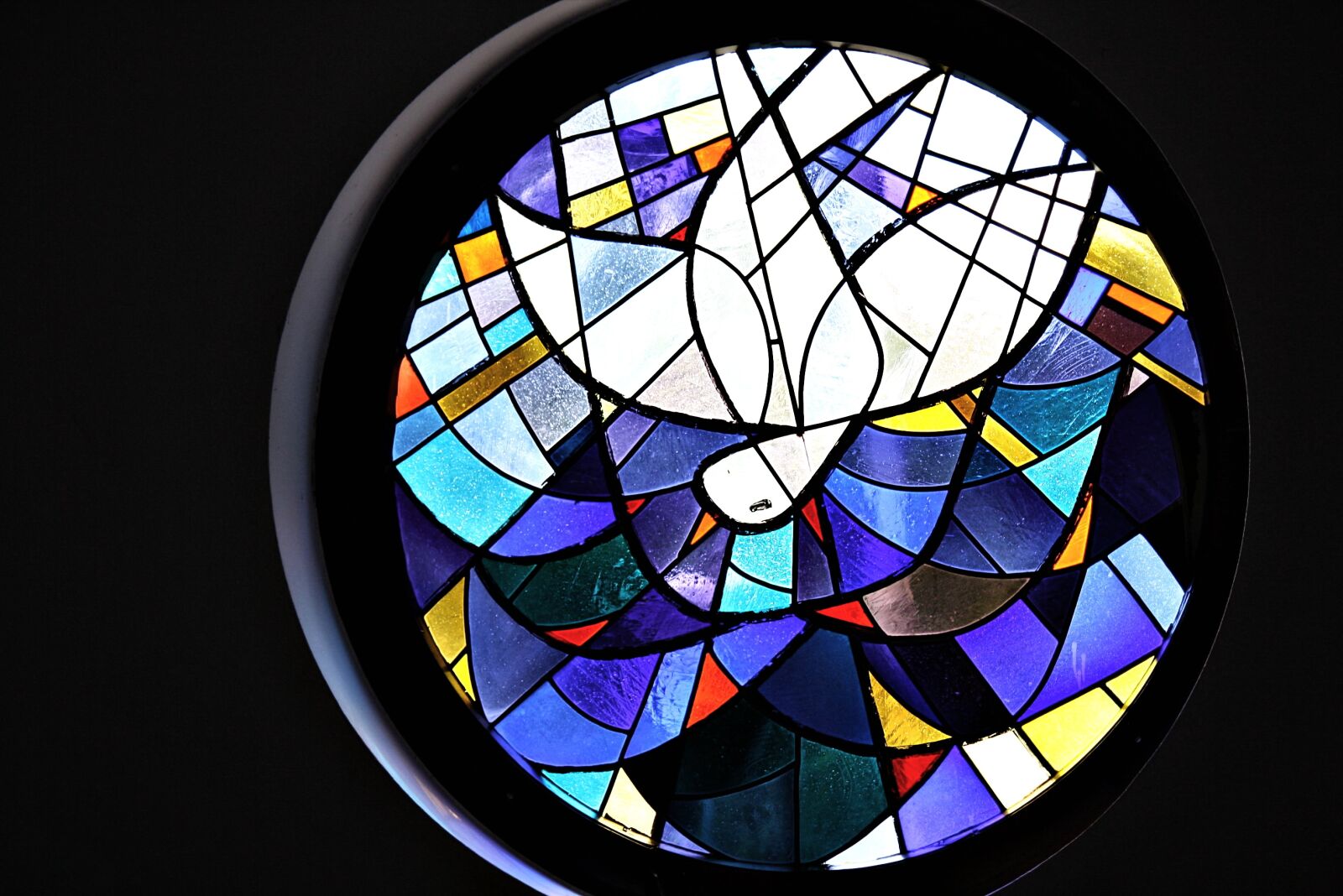 Canon EOS 1000D (EOS Digital Rebel XS / EOS Kiss F) sample photo. Church window, peace dove photography
