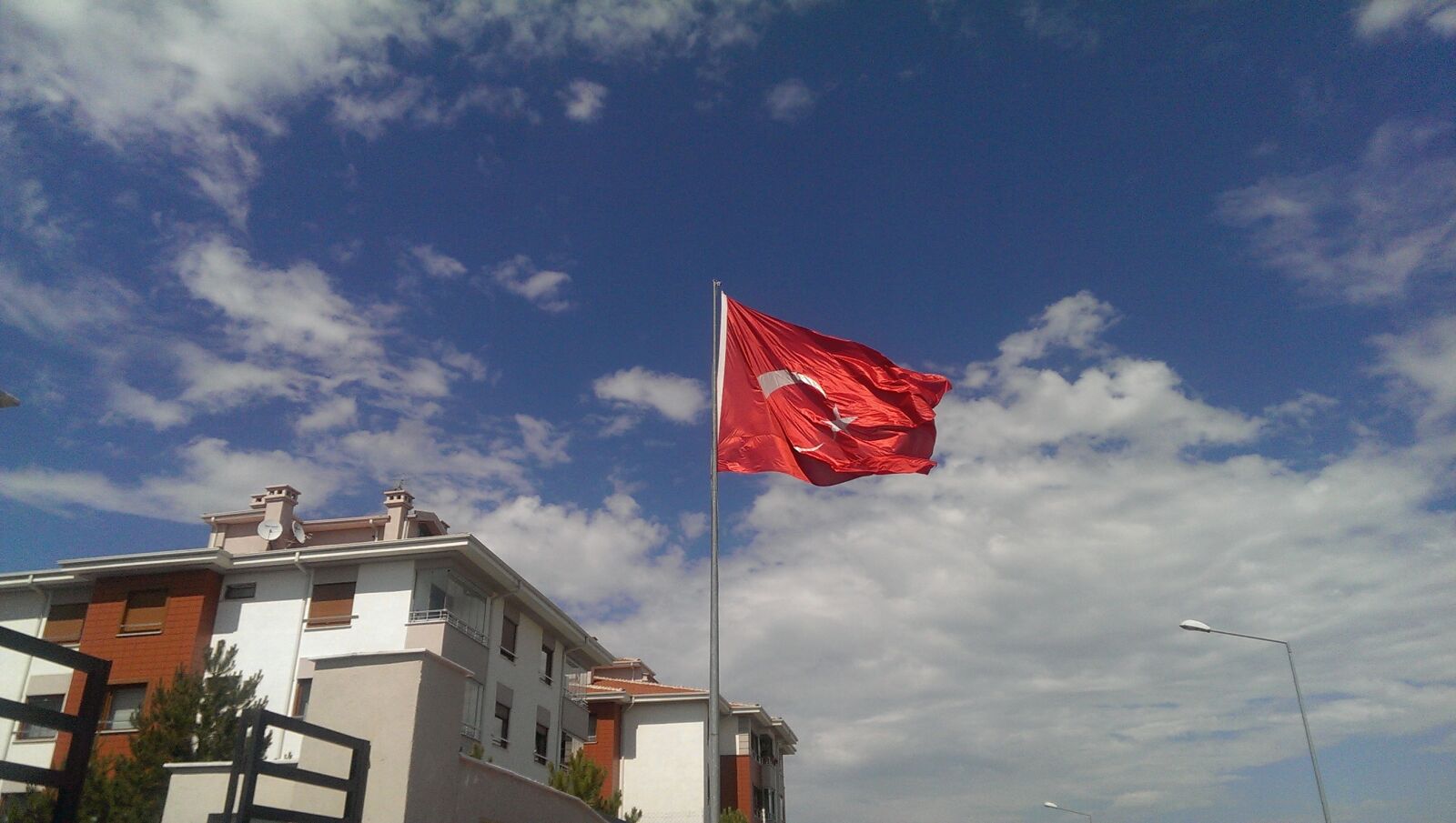 HTC ONE sample photo. Turkey, flag, raised, on photography