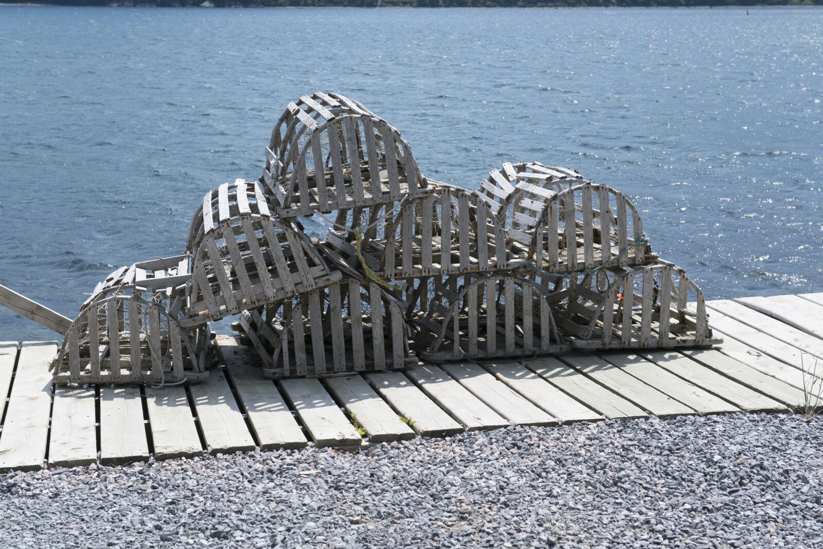 Nikon D800 sample photo. Lobster traps, wood, water photography