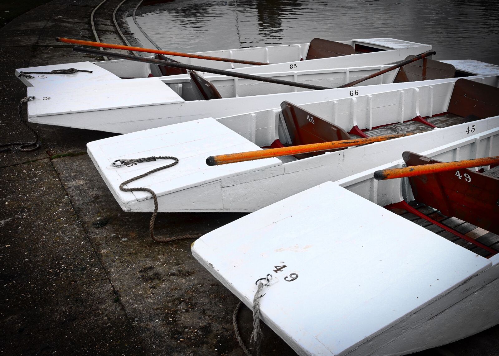 Sony Cyber-shot DSC-RX100 III sample photo. Punts, moored, white photography
