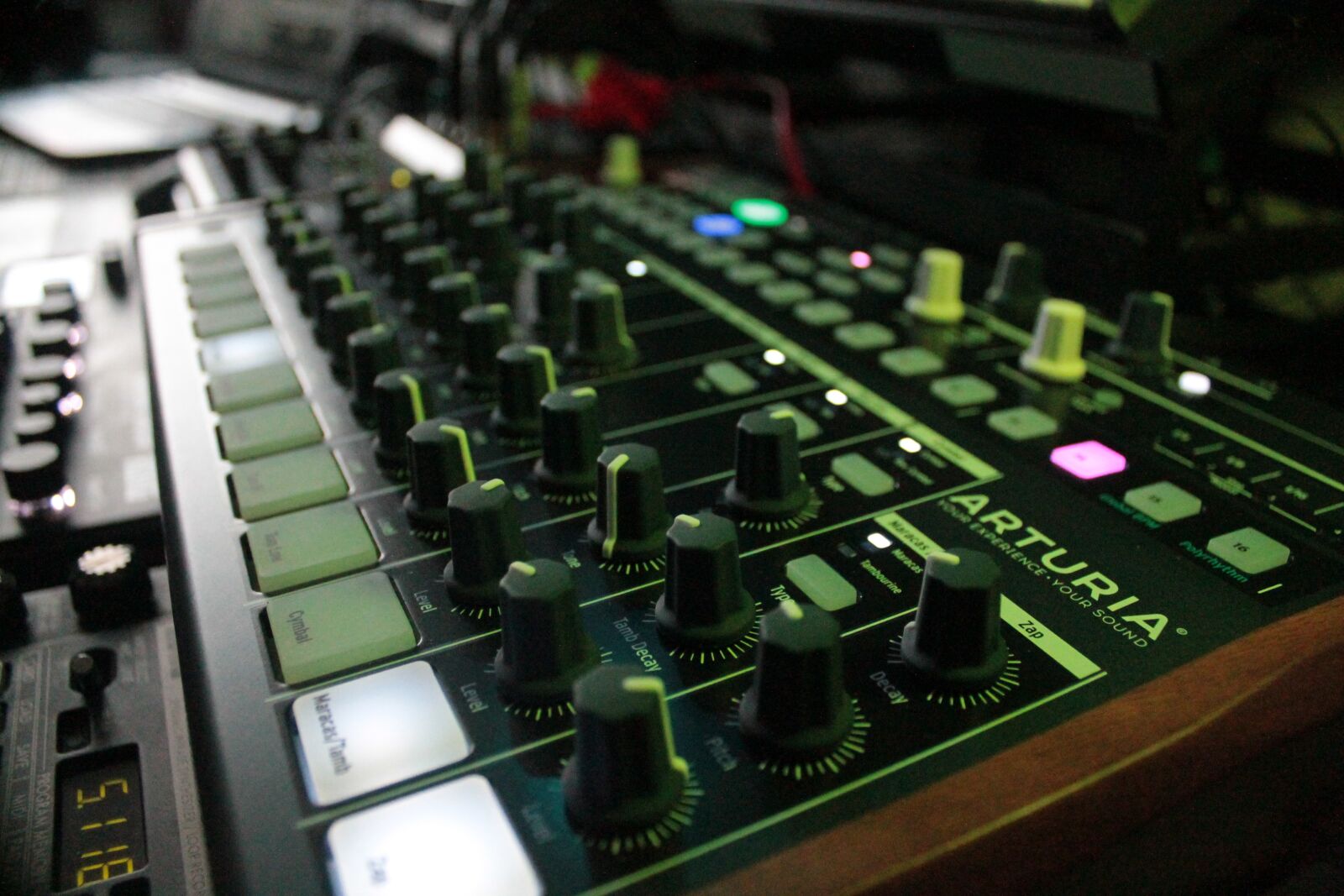 Canon EOS 1100D (EOS Rebel T3 / EOS Kiss X50) sample photo. Synthesizer, drums, music studio photography