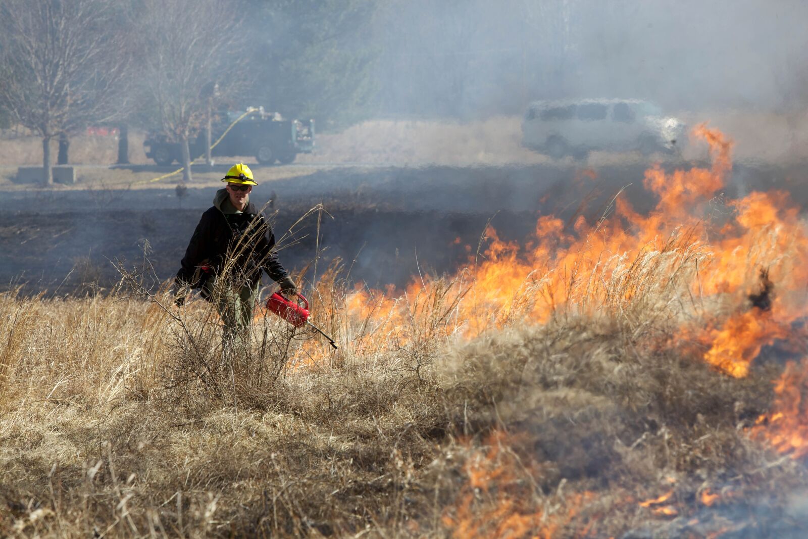 Canon EOS 5D Mark II sample photo. Firefighter, prescribed, burn, high photography