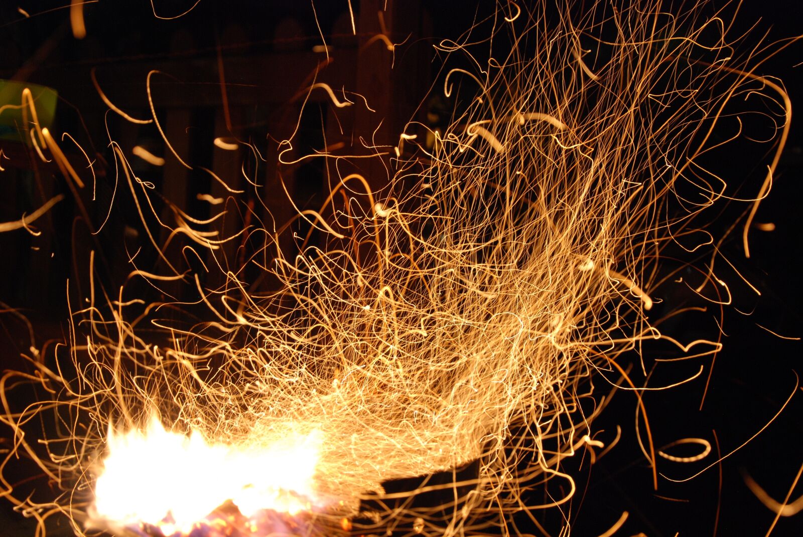 Nikon D80 sample photo. Fire, sparks, night photography