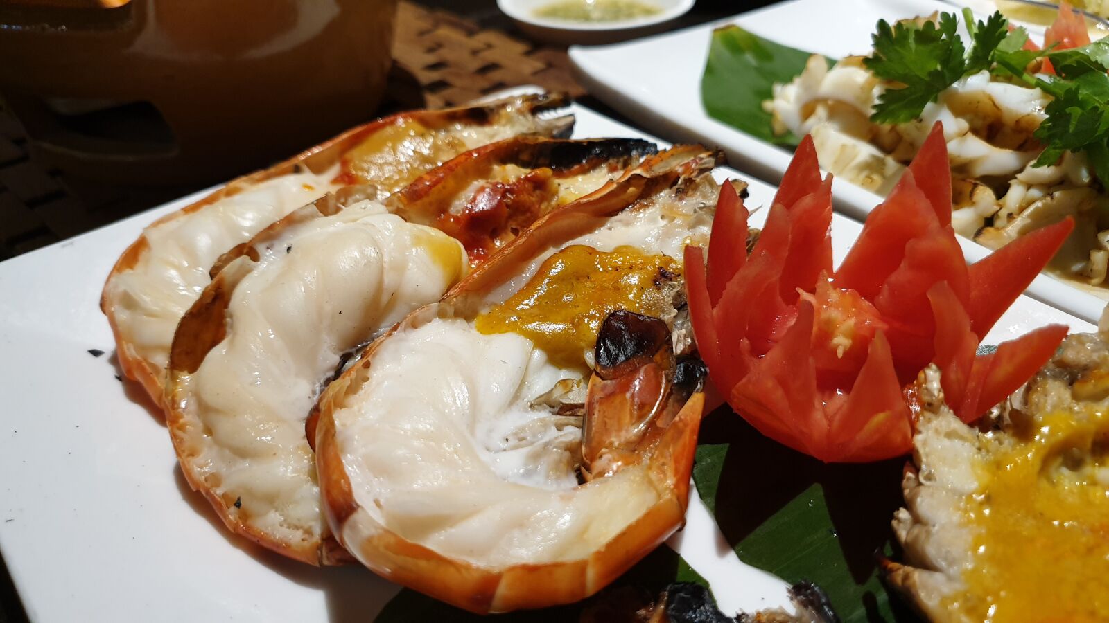 Samsung Galaxy Note9 sample photo. Grilled, river, prawn photography