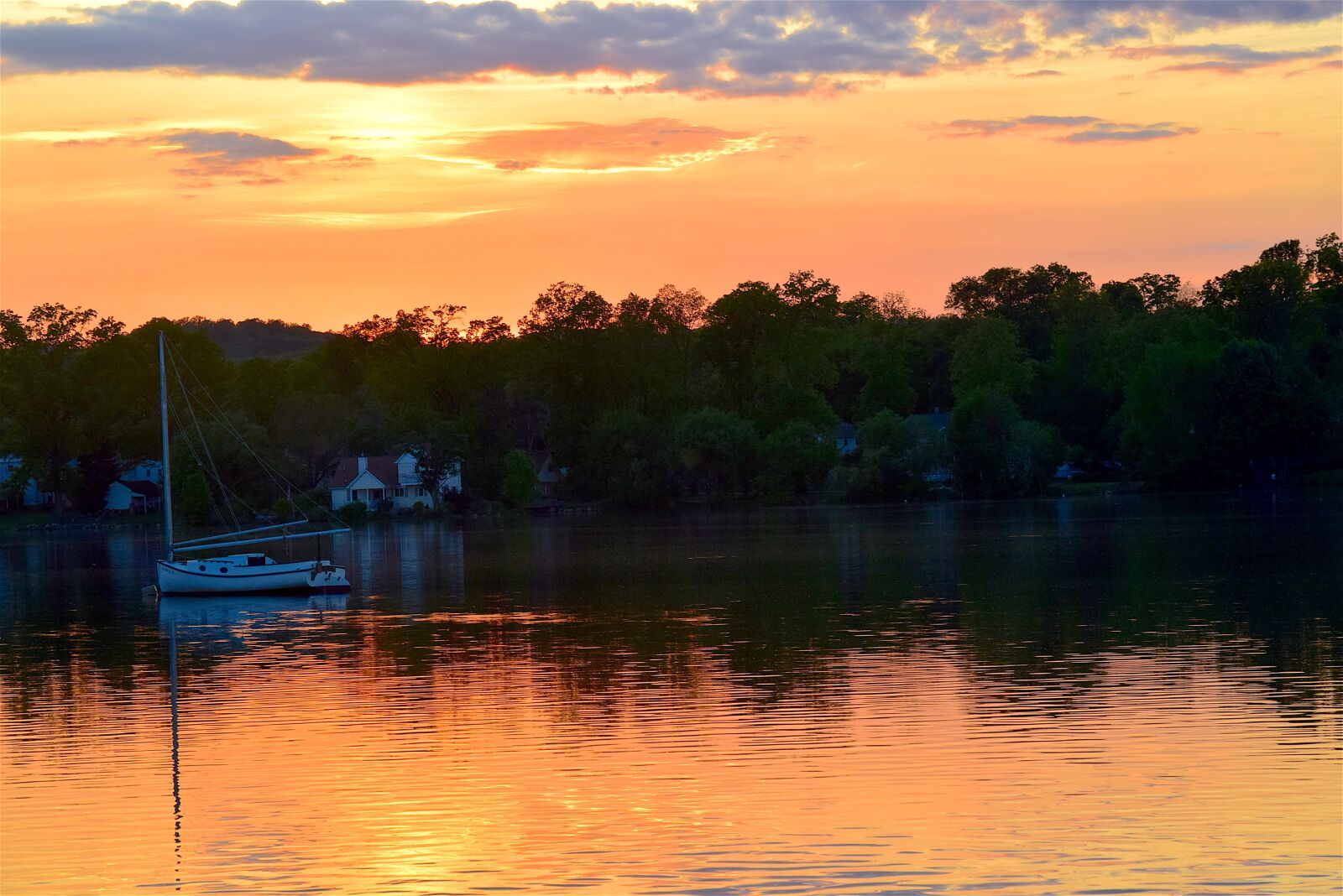 Nikon D3300 sample photo. Sunset, lake, boat photography