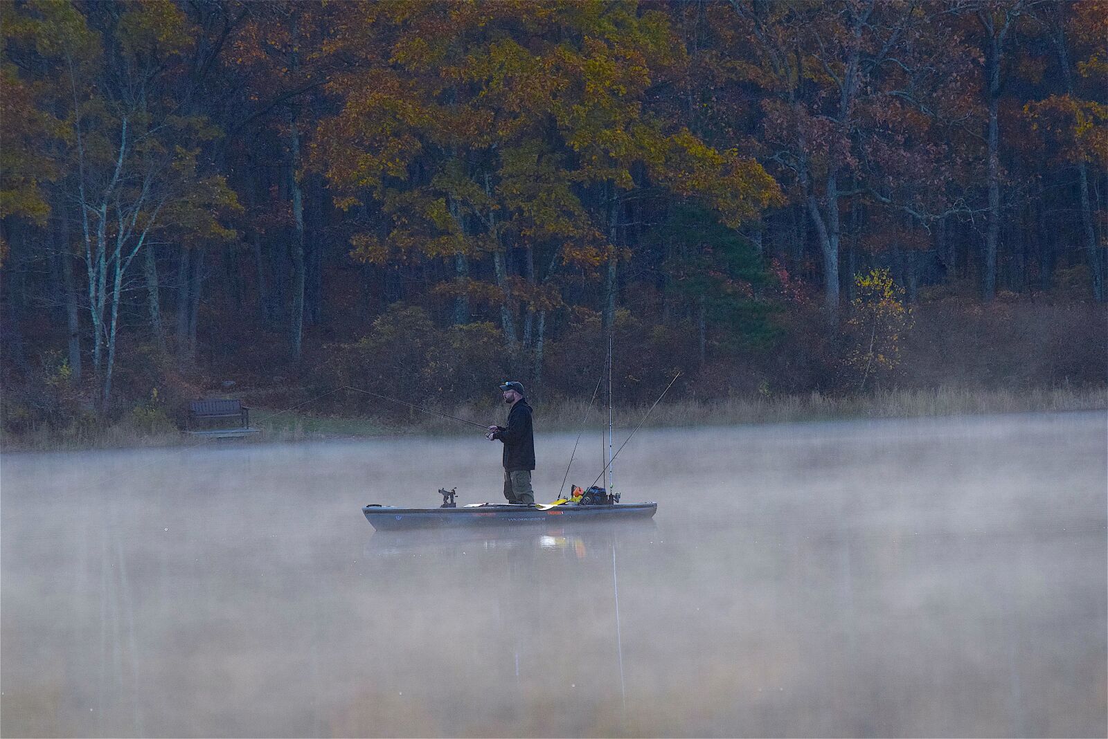 Nikon D3300 sample photo. Fisherman, lake, mist photography