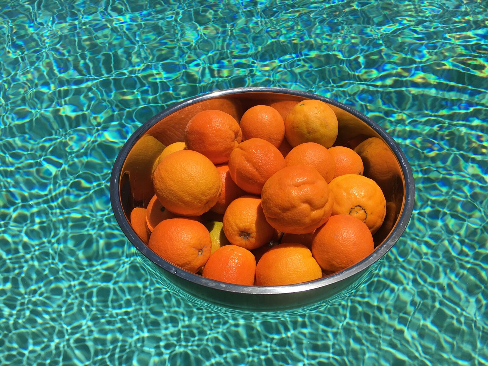 Apple iPhone 6s sample photo. Orange, metal bowl, swimming photography