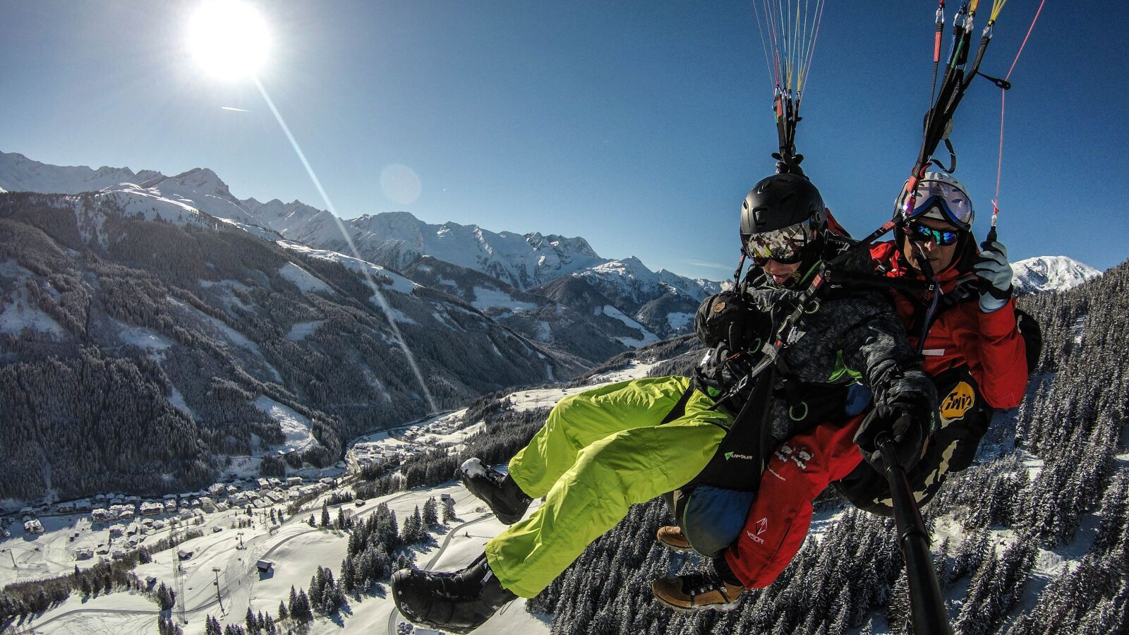 GoPro Hero5 Black sample photo. Paraglider, paragliding, winter photography