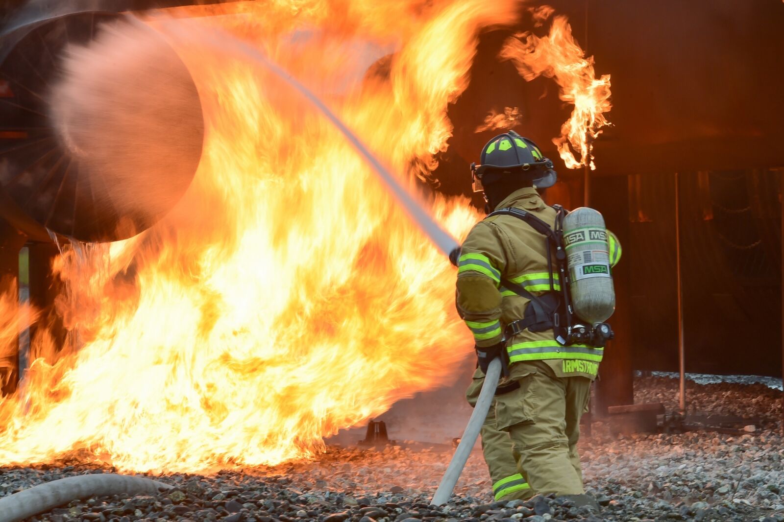 Nikon D4S sample photo. Firefighter, training, live photography