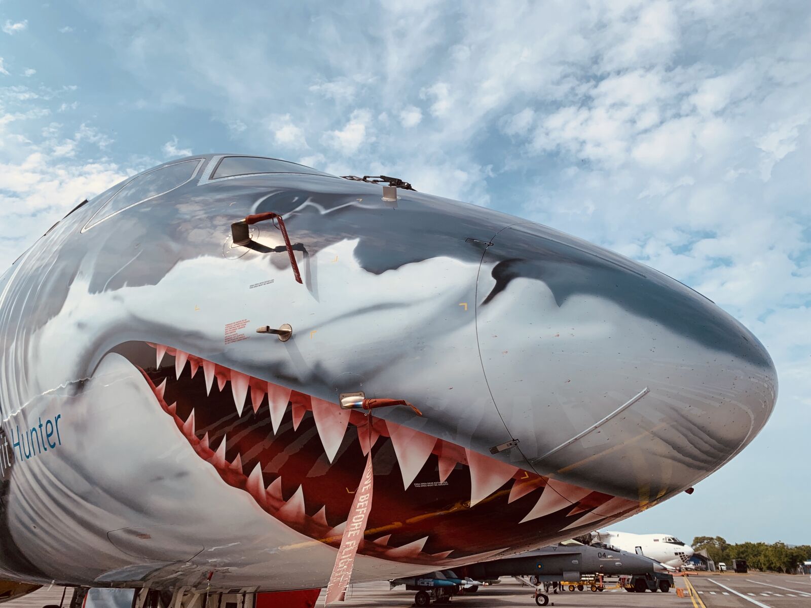 iPhone XS back dual camera 4.25mm f/1.8 sample photo. Shark, plane, aircraft photography