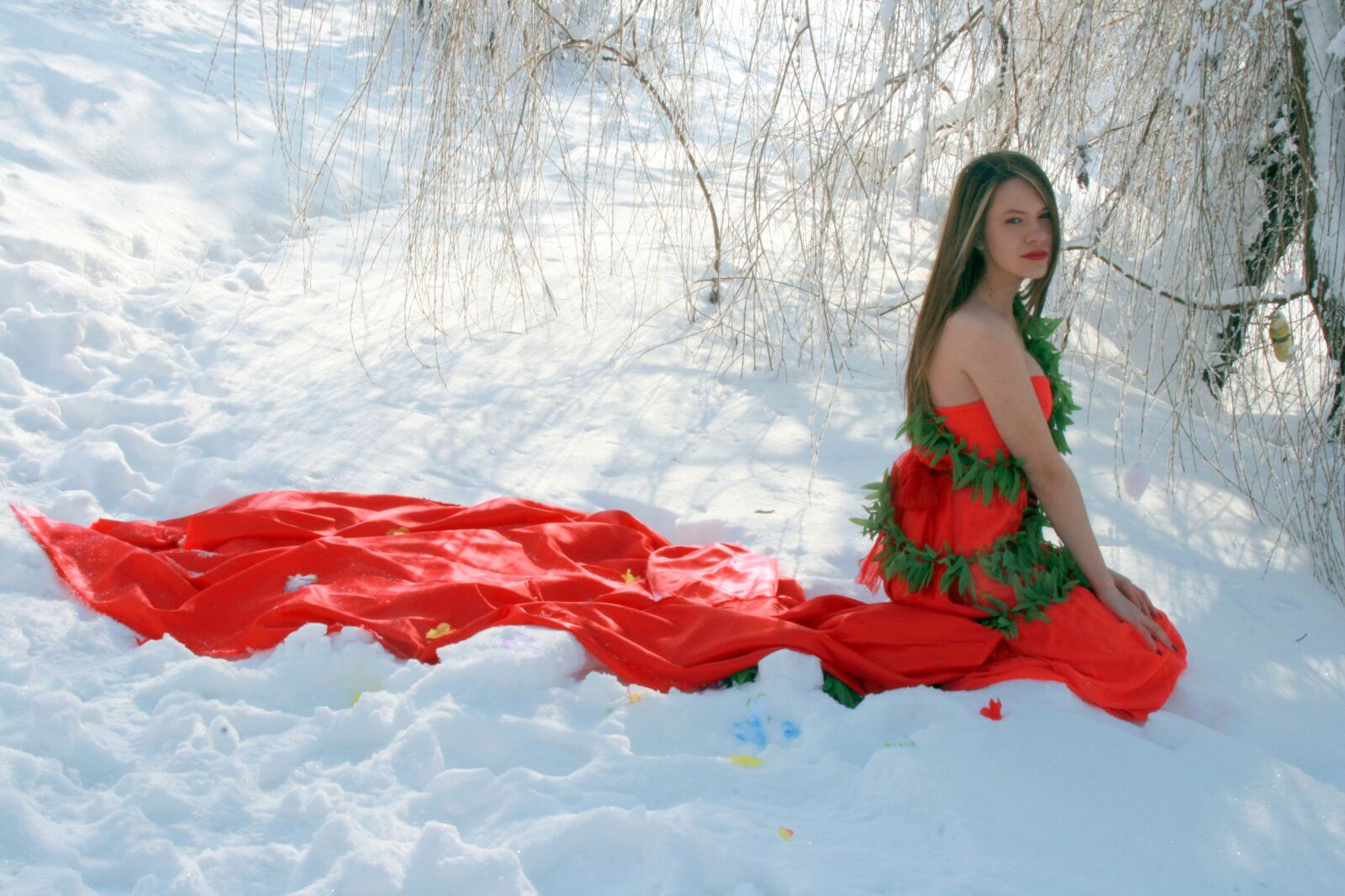 Canon EOS 400D (EOS Digital Rebel XTi / EOS Kiss Digital X) sample photo. Girl, snow, dress photography