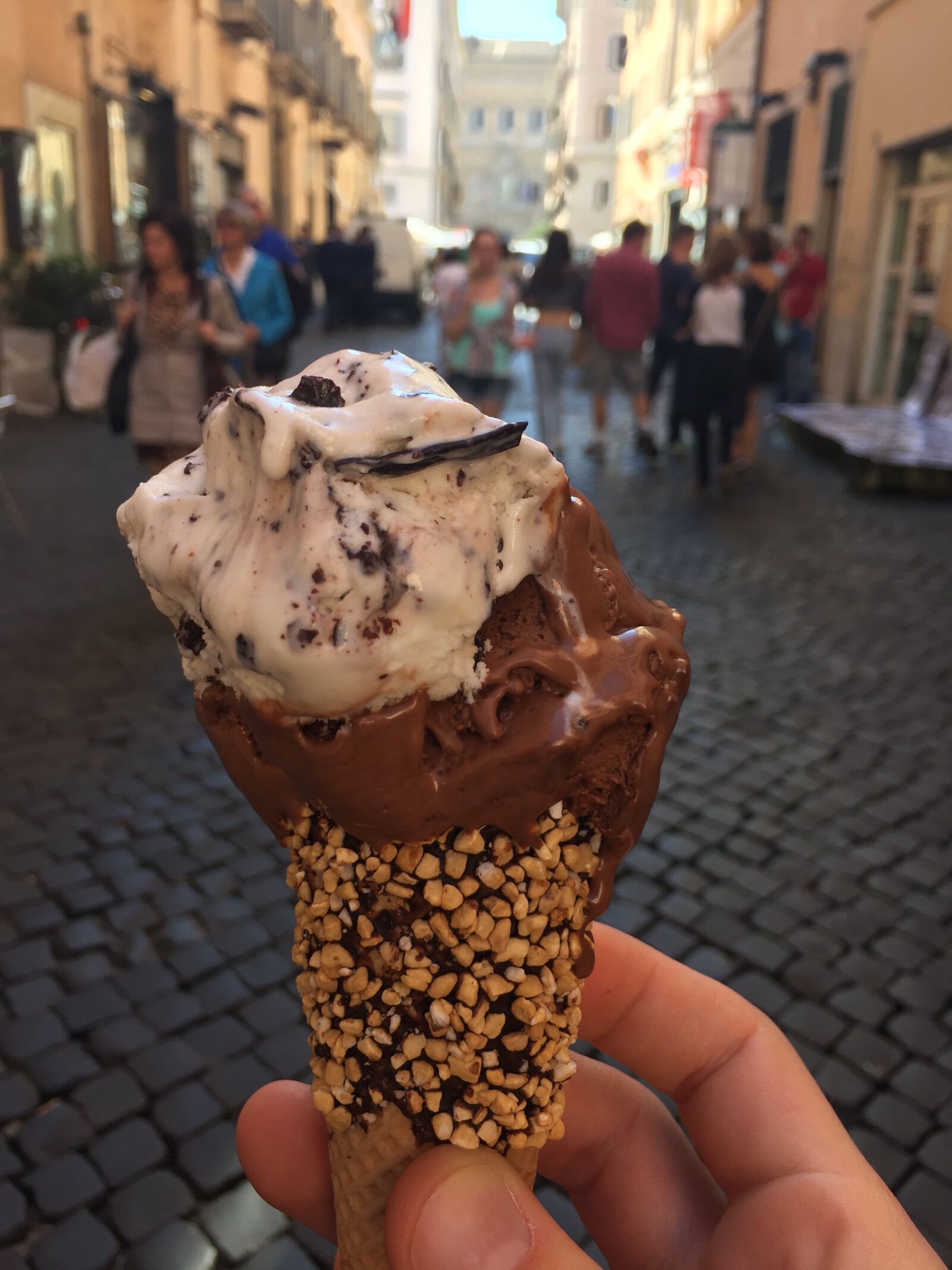 Apple iPhone 6 sample photo. Chocolate, cobblestones, eat, gelato photography
