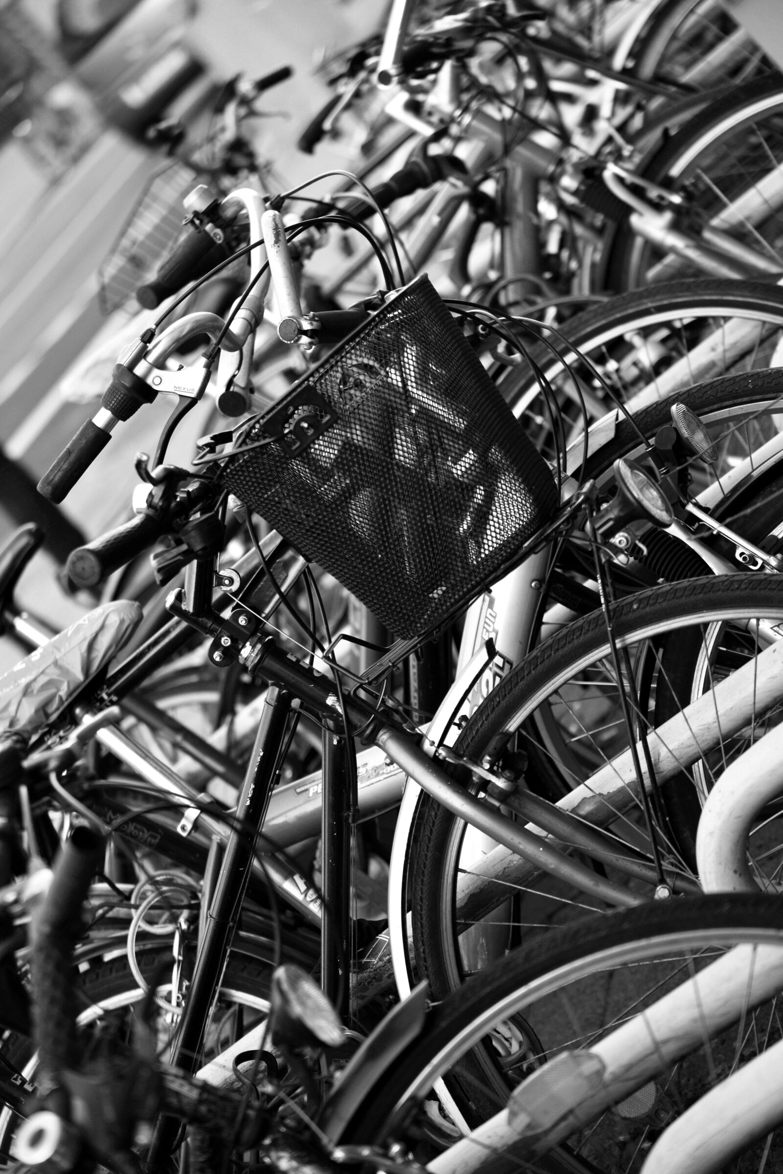 Nikon D610 sample photo. Bicycles, bicycle basket, downtown photography