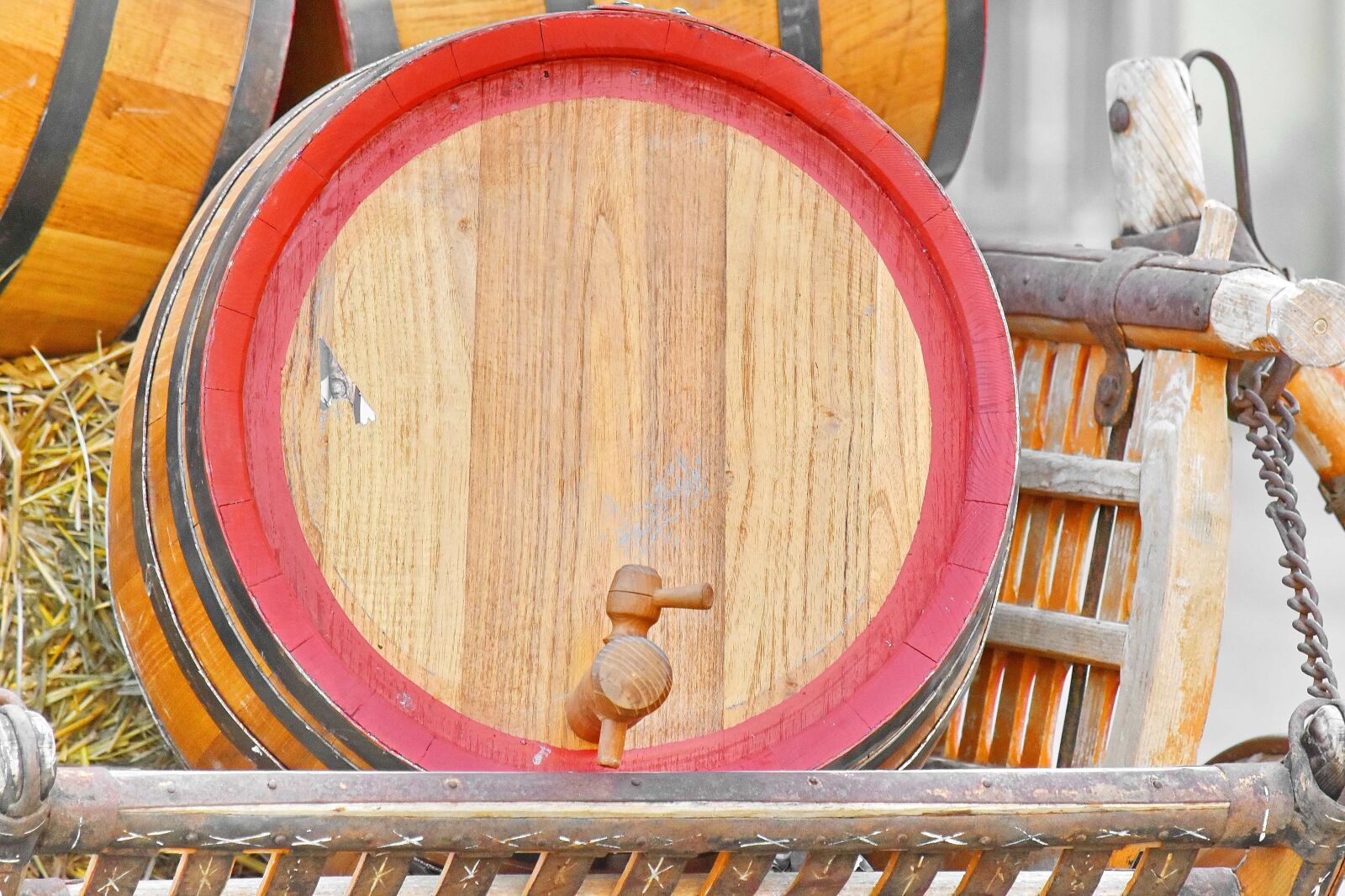 Nikon D5500 sample photo. Antique, barrels, carriage, decoration photography
