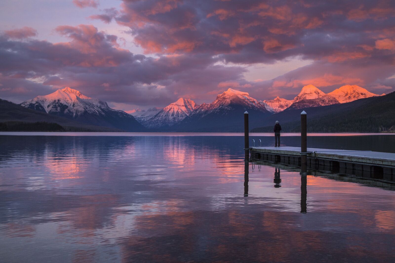 Canon EF 24-105mm F4L IS USM sample photo. Lake mcdonald, dock, sunset photography