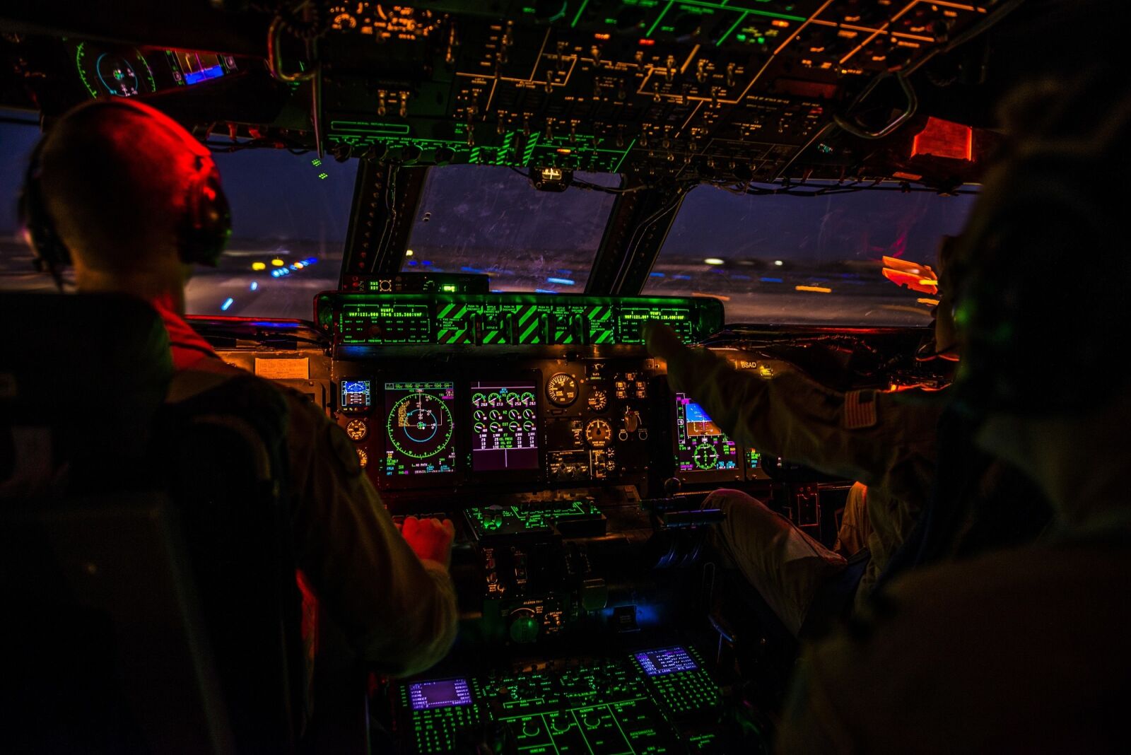 Nikon D800E sample photo. Cockpit, night, airplane photography
