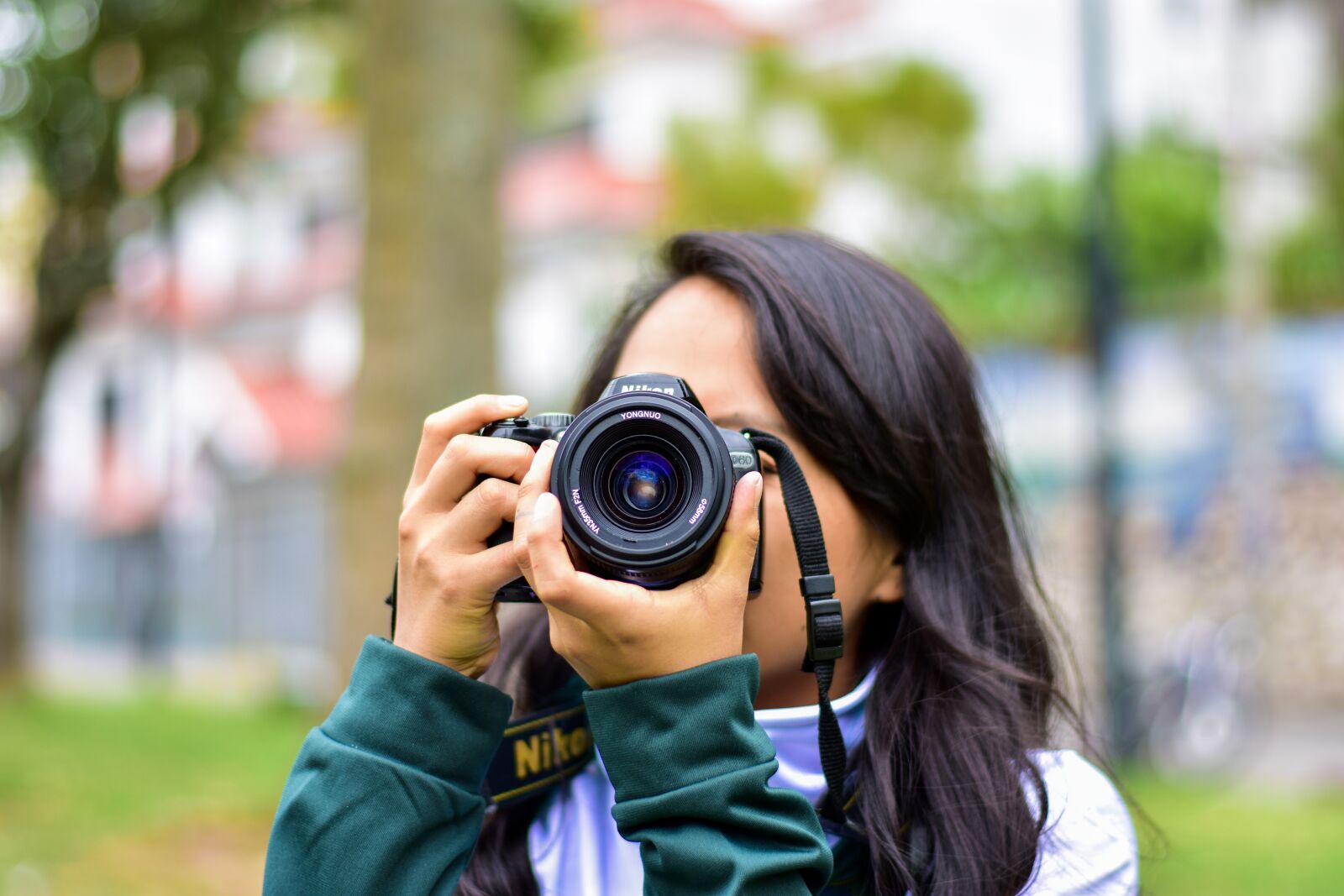 Nikon D3400 sample photo. Girl taking photo, camera photography