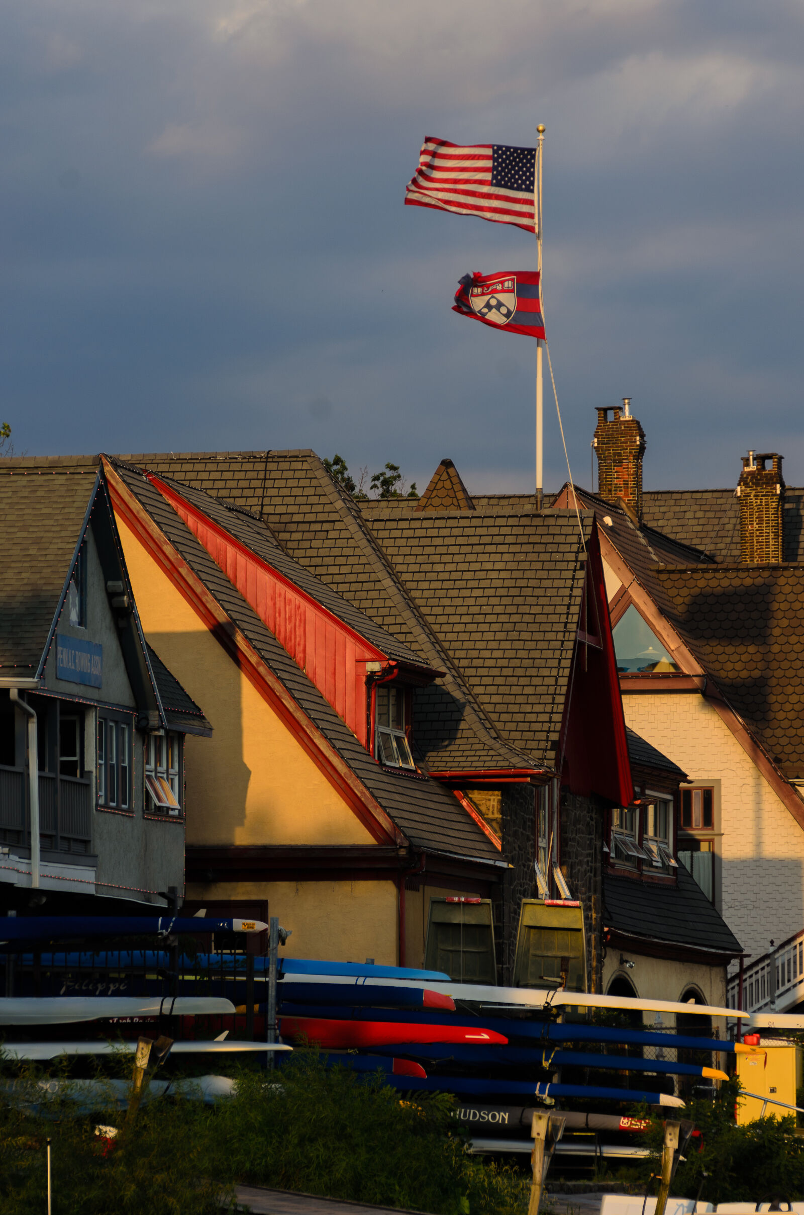 Nikon D5100 sample photo. American, flags, boathouse, boats photography