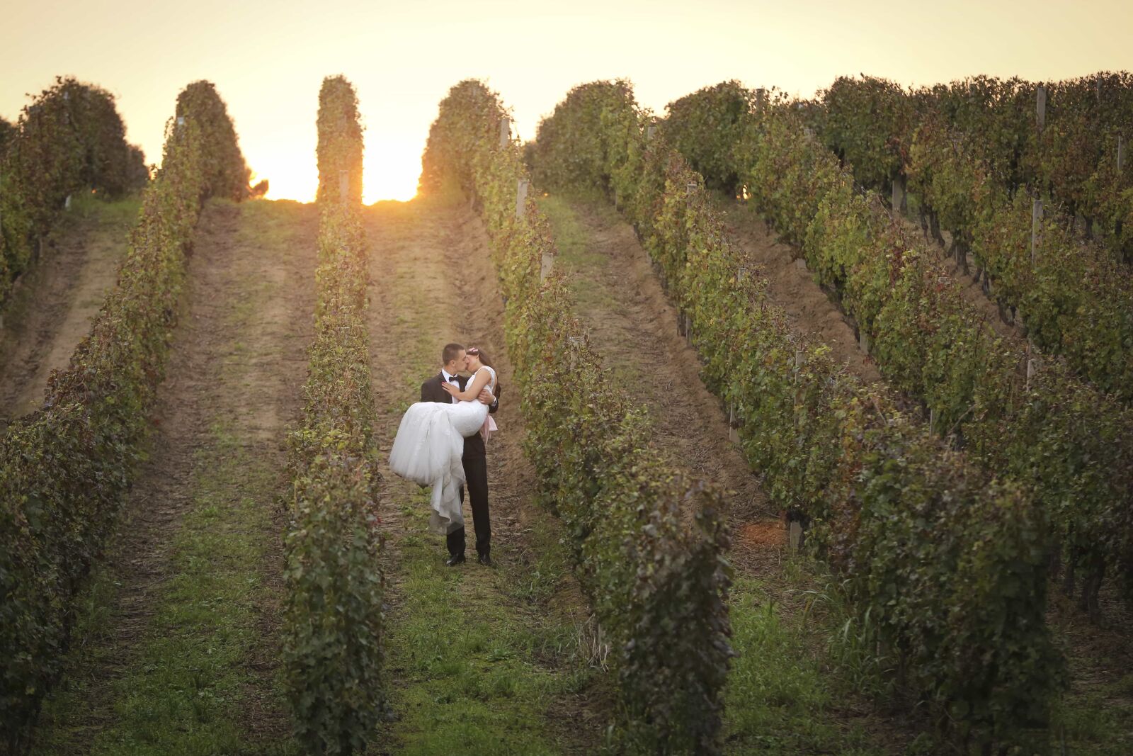 Canon EOS 5D Mark III sample photo. Bride, groom, hillside, kiss photography