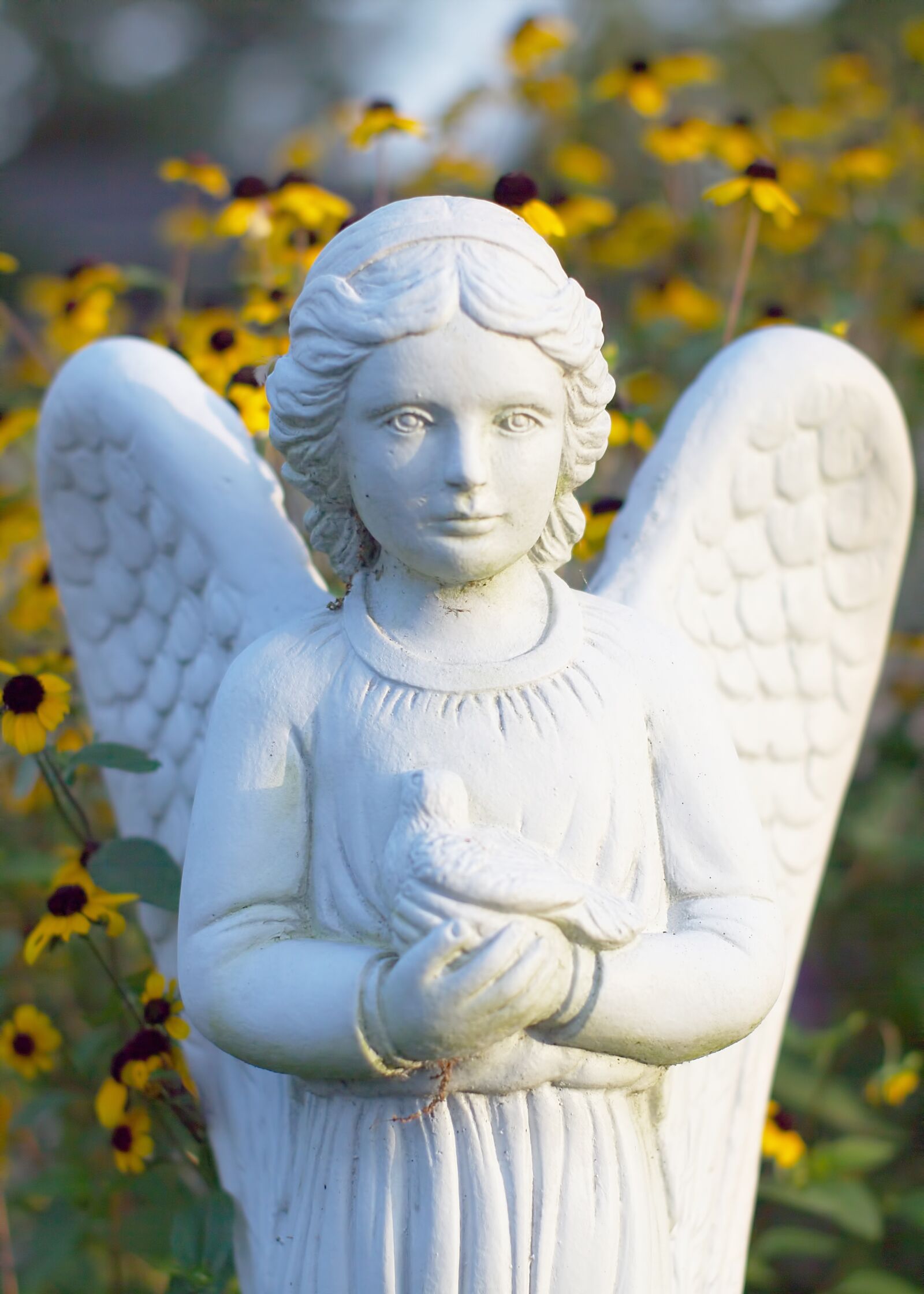 Pentax K-7 sample photo. Angel, flower, statue photography