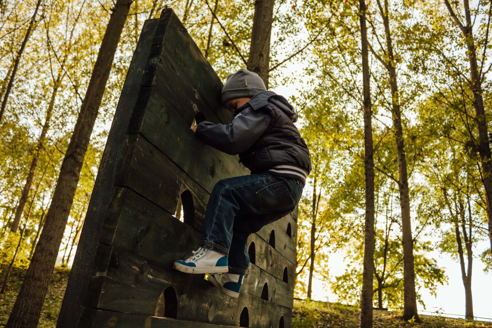 Canon EF-S 18-55mm F3.5-5.6 IS sample photo. Boy, playground, climbing, climber photography