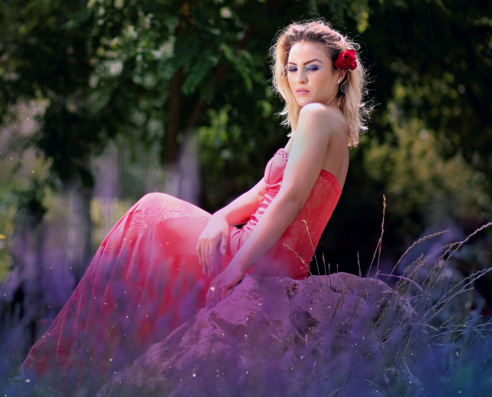 Canon EOS 450D (EOS Rebel XSi / EOS Kiss X2) sample photo. Girl, dress, lavender photography