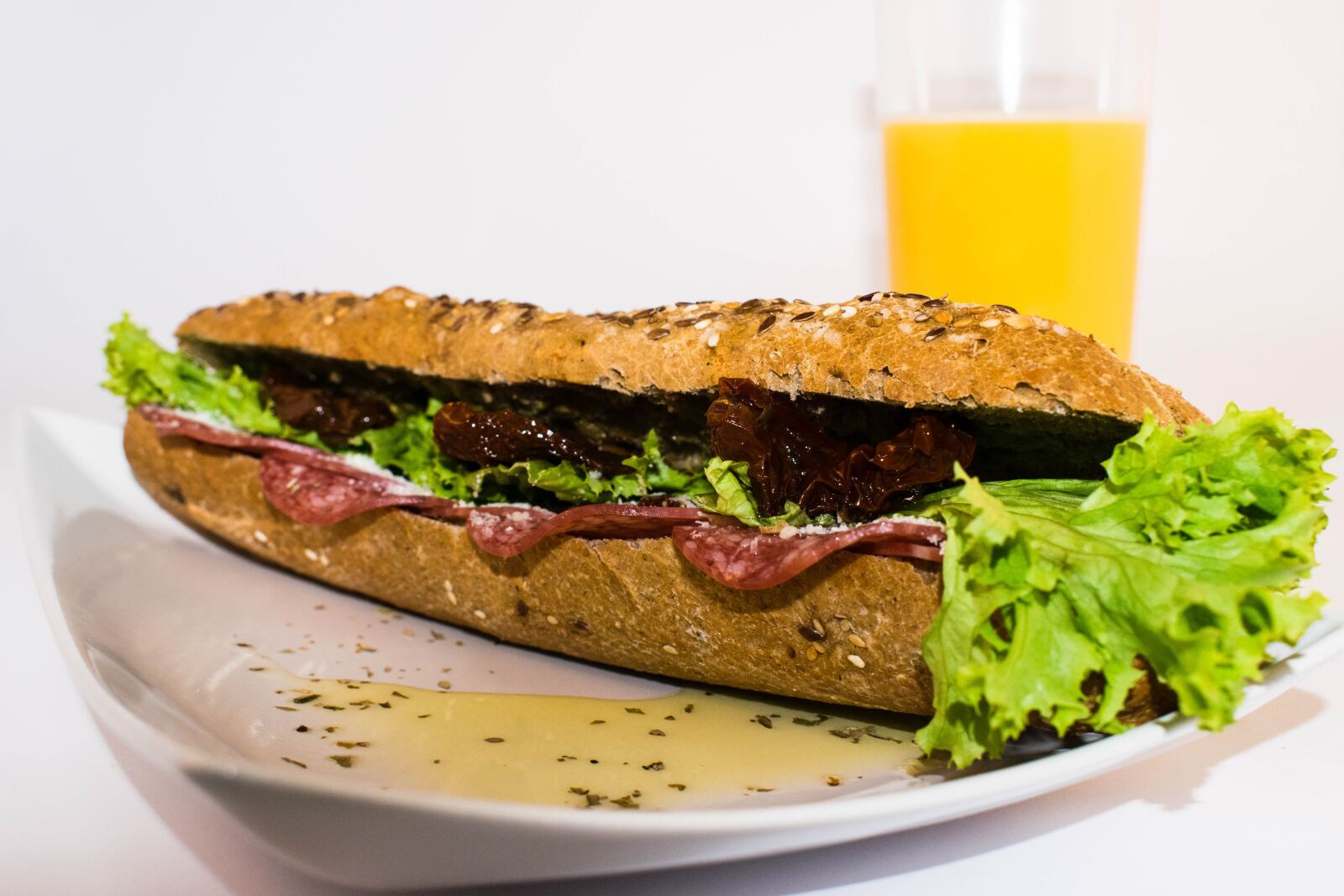 Nikon D5300 sample photo. Breakfast, orange juice, sandwich photography