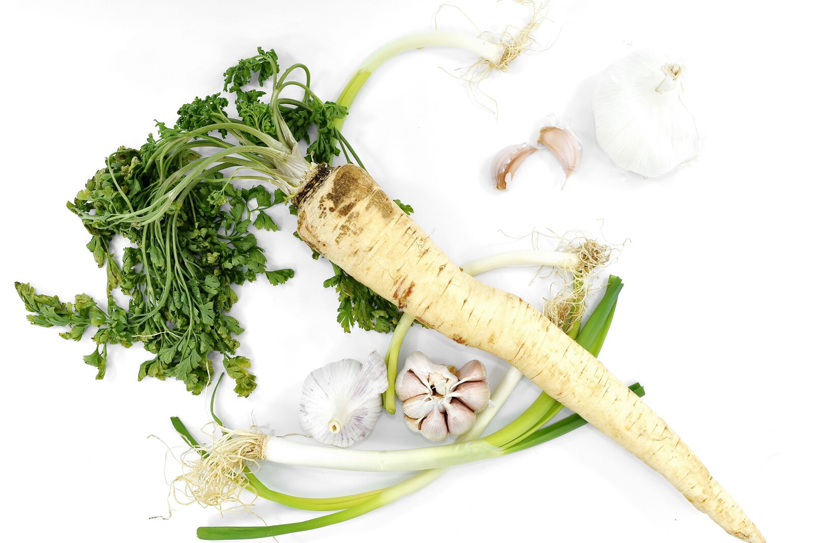 Nikon D5500 sample photo. Garlic, leek, parsley, salad photography