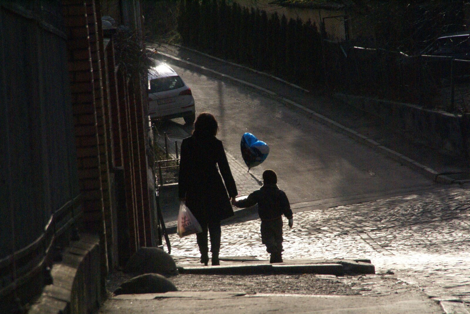 Sony Alpha DSLR-A100 sample photo. Street, mother, son photography