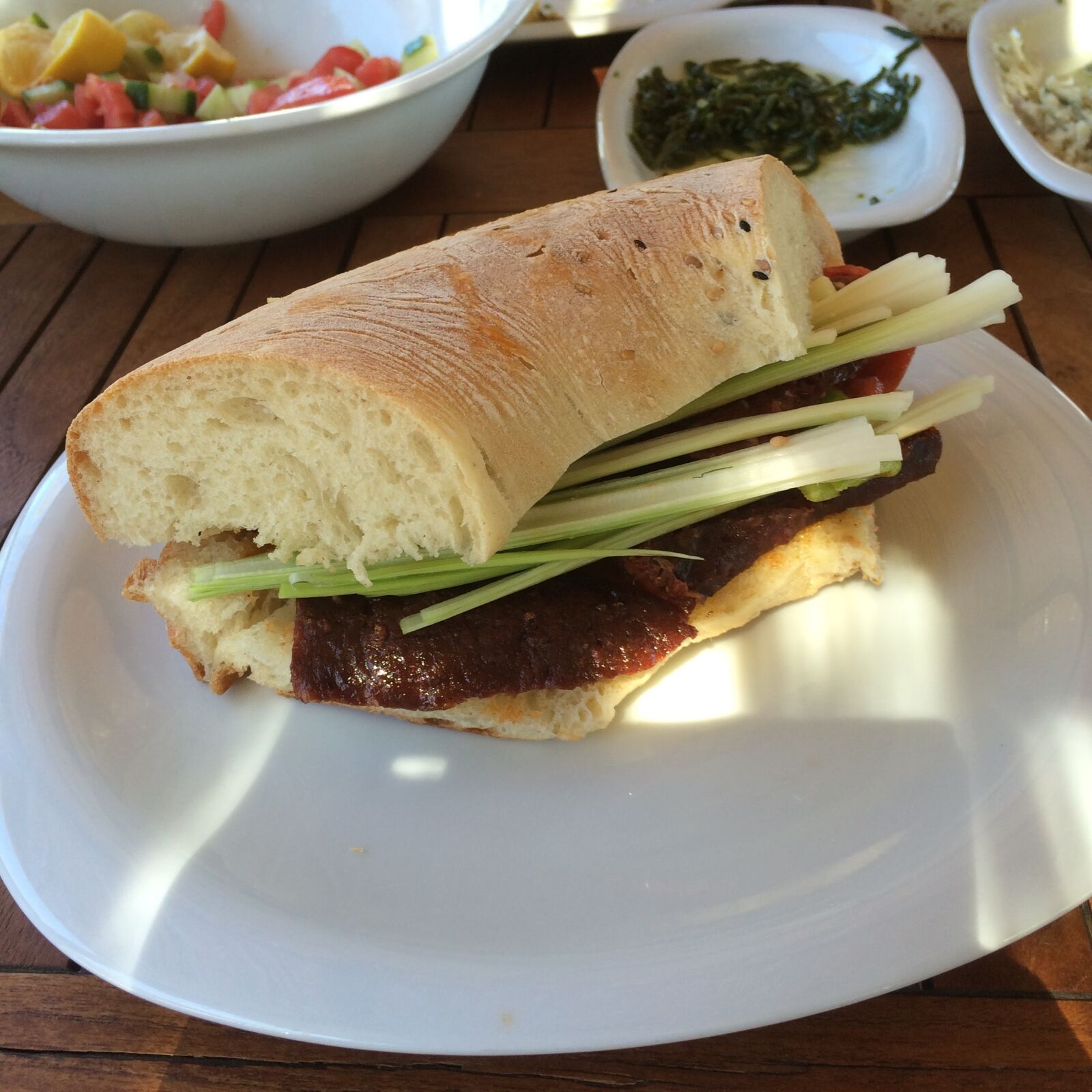 iPhone 5s back camera 4.15mm f/2.2 sample photo. Sausage bread, sausage, bread photography