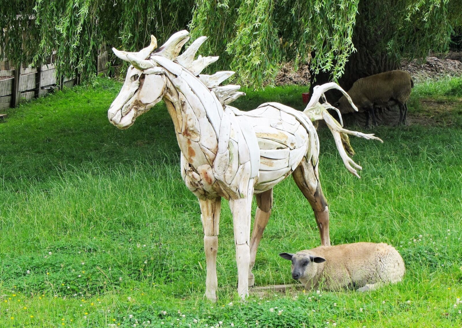 Canon PowerShot SX220 HS sample photo. Wooden horse, horse, sheep photography