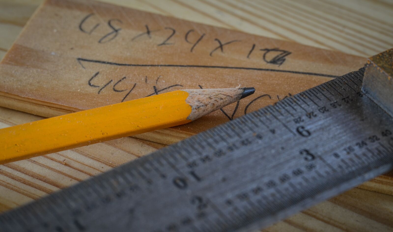 Nikon D7000 sample photo. Pencil, ruler, woodworking photography