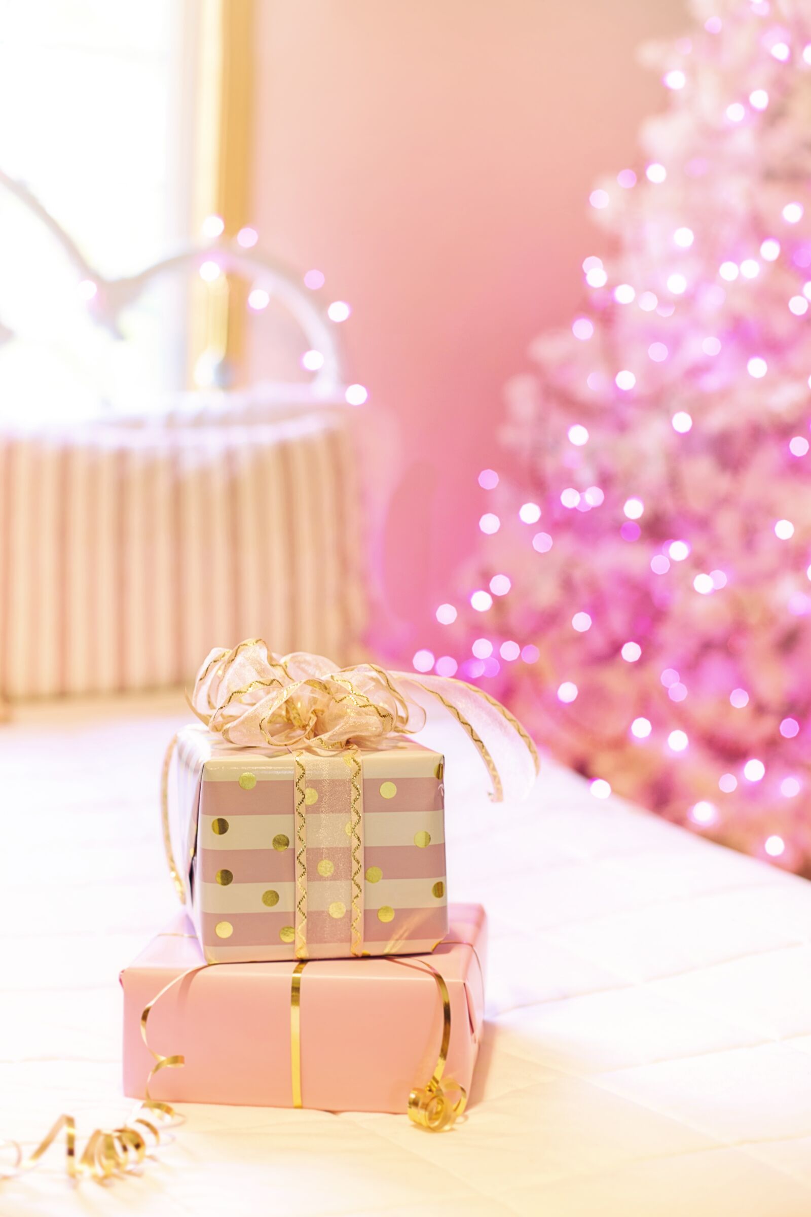 Canon EF 50mm F1.4 USM sample photo. Christmas, pink, presents photography