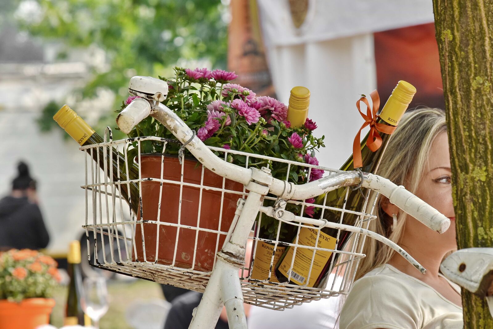 Nikon D5500 sample photo. Bicycle, blonde hair, bottles photography