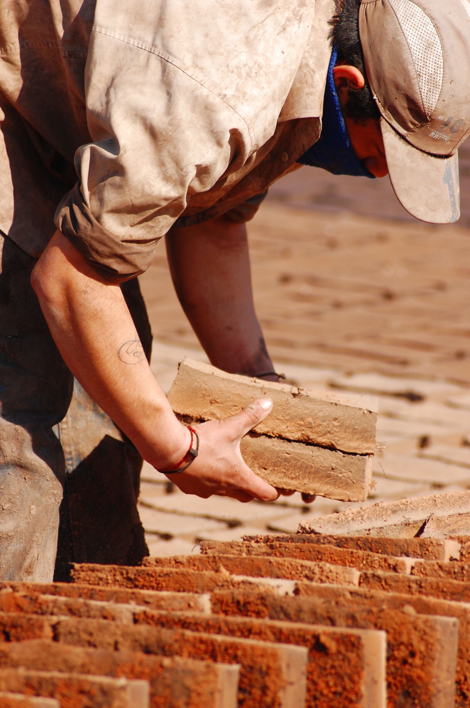 Nikon D40 sample photo. Handmade bricks, drying bricks photography