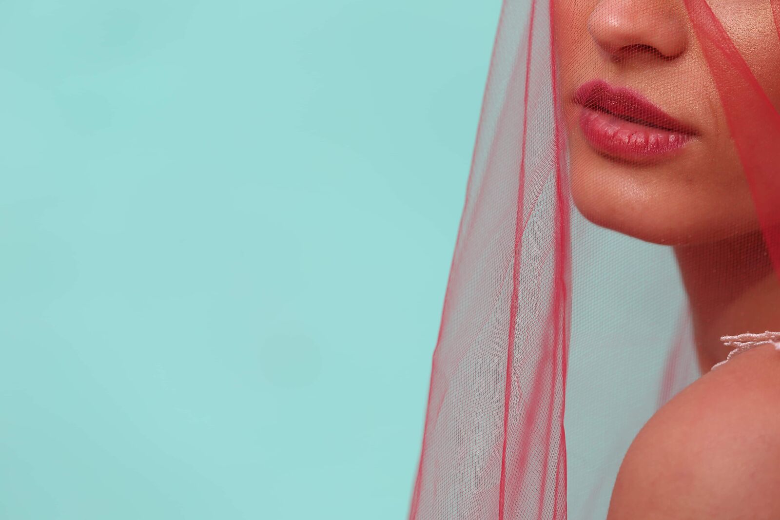 Canon EF 70-200mm F2.8L IS II USM sample photo. Lips, lipstick, veil, skin photography