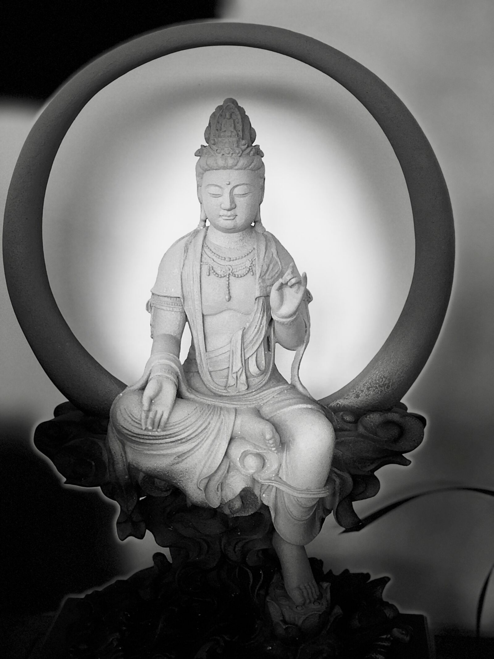 Apple iPhone 8 Plus sample photo. Black and white, guanyin photography