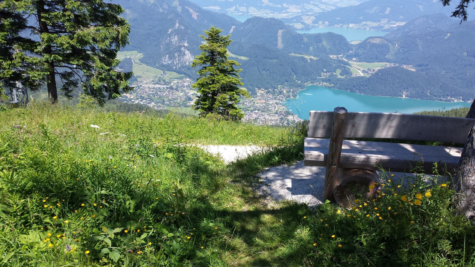 Samsung Galaxy S4 sample photo. Lake, mountain, bench photography