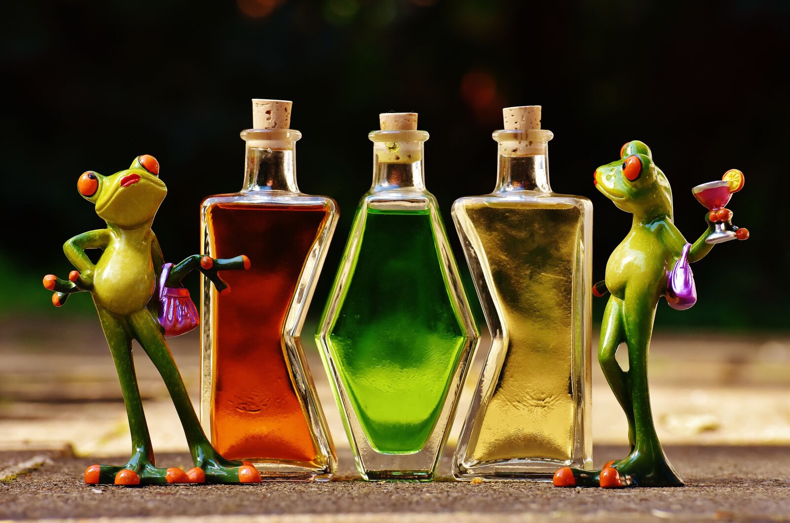 Nikon D7200 sample photo. Frogs, beverages, bottles photography
