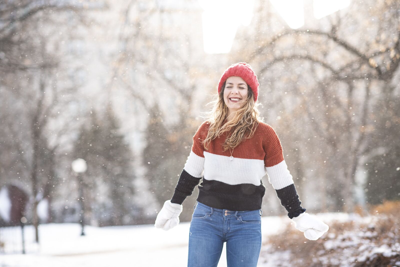 Nikon D750 sample photo. Woman, portrait, snow photography
