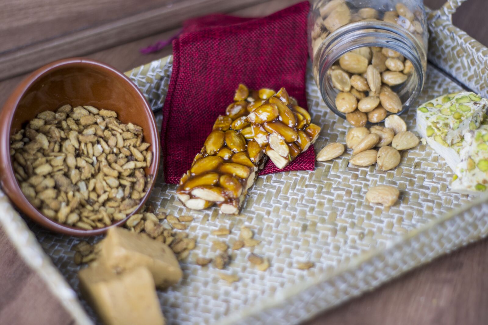 Nikon D3100 sample photo. Almonds, nougat, still life photography