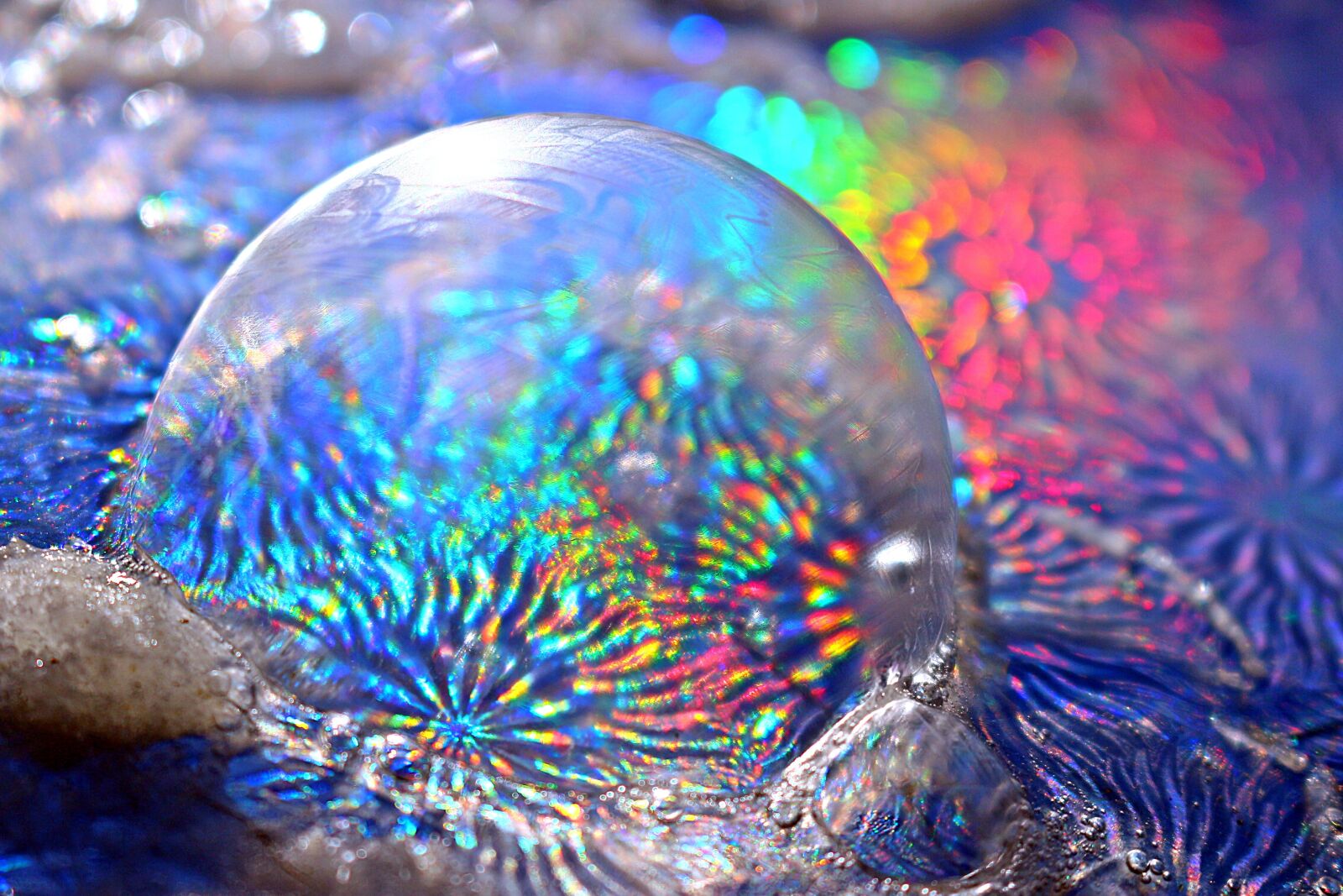 Canon EOS 100D (EOS Rebel SL1 / EOS Kiss X7) sample photo. Rainbow, ice bubble, soap photography