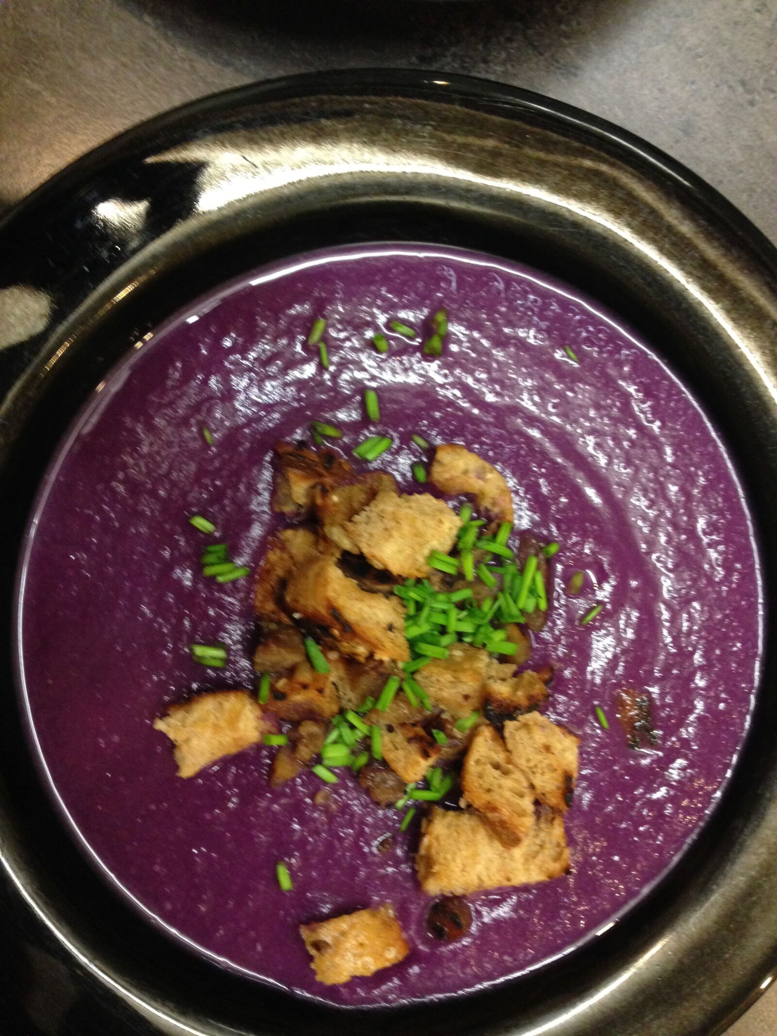 iPhone 5 back camera 4.12mm f/2.4 sample photo. Soup, purple, eat photography