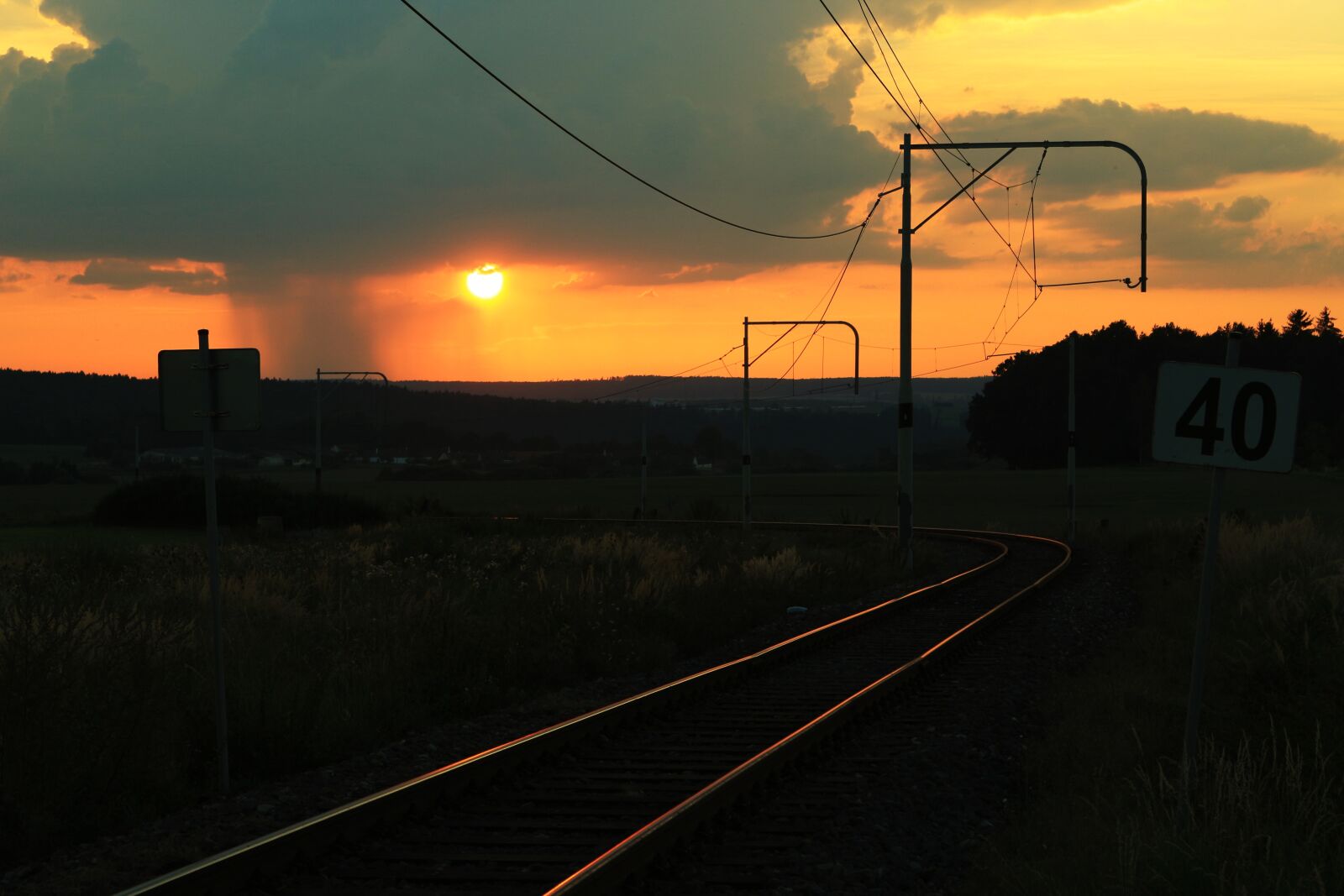 Canon EOS 700D (EOS Rebel T5i / EOS Kiss X7i) sample photo. Railway, sunset, thunderstorm photography